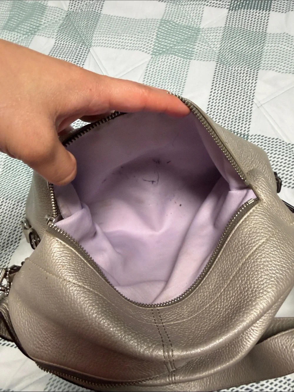 Coach Metallic Taupe Leather Shoulder Bag